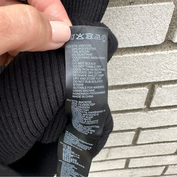 Reiss Black Lara Off-The-Shoulder Ribbed Midi Dress Knit Sweater - Picture 13 of 16